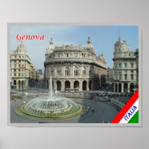 Poster Italie - Ligurie - Gênes - Piazza Ferrari -