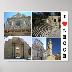 Poster Italie - Pouilles - Salento - Lecce - I Love -