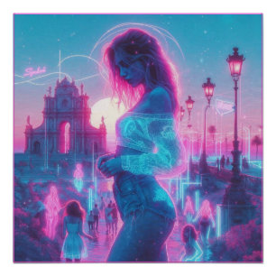 Poster Italie Rêve Éthéré Urbain Vaporwave Retrowave