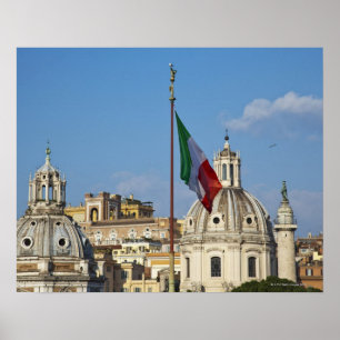 Poster Italie, Rome. drapeau italien