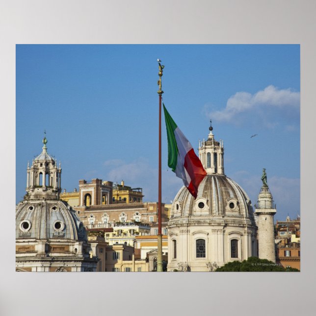 Poster Italie, Rome. drapeau italien (Devant)