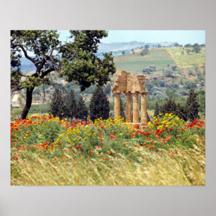 Poster Italie, Sicile, Agrigente. Les ruines des