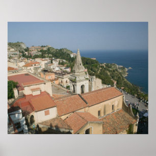 Poster ITALIE, Sicile, TAORMINE : Vue sur la Piazza IX