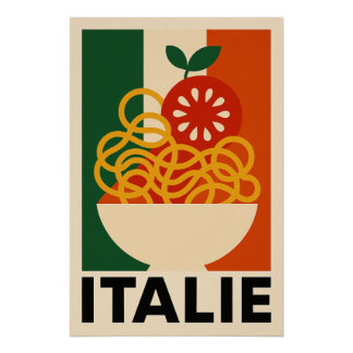 Poster ITALIE – Spaghetti et Tomate en Explosion Visuelle