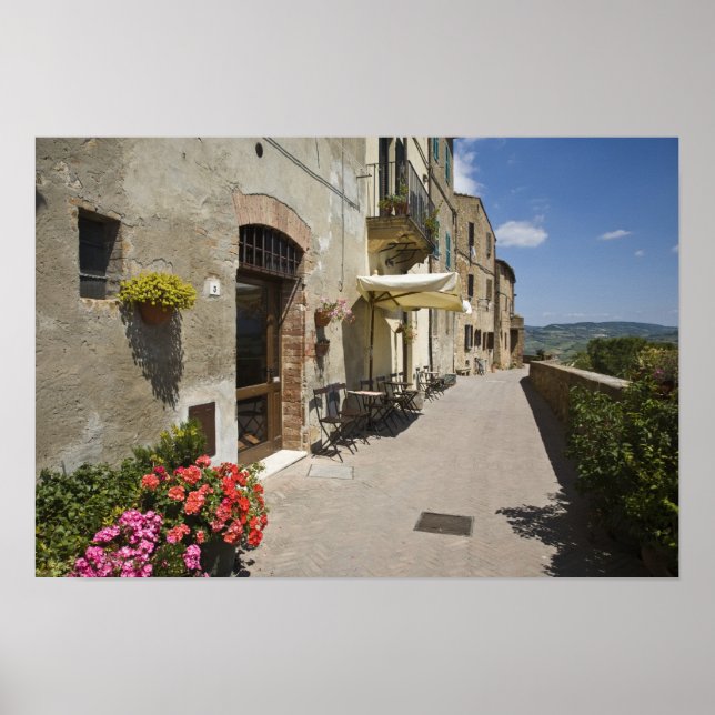 Poster Italie, Toscane, Pienza. Promenade extérieure auto (Devant)