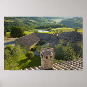 Poster Italie, Toscane. Vue sur les toits de la villa