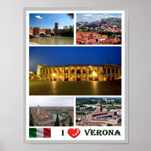 Poster Italie - Vénétie - Vérone - I Love -