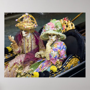 Poster Italie, Venise. Couple habillé en costumes pour