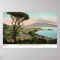Italie vintage, , la baie de Naples et le Vésuve