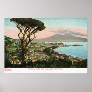 Poster Italie vintage, , la baie de Naples et le Vésuve