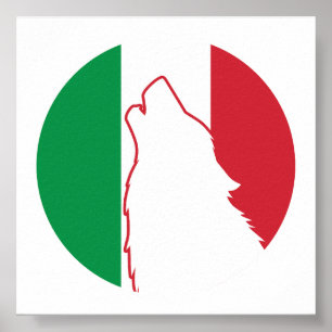 Poster Italie Wolf Italie drapeau animal national italien