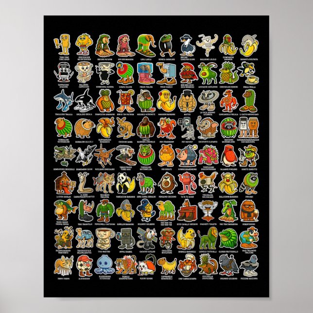 Poster Italien-brainrot Gen Z Drôle Mème 90 Brainrot Char (Devant)