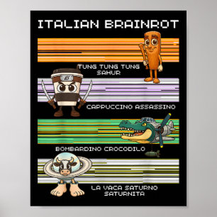 Poster Italien Brainrot mème drôle Compilation caractère