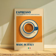 Italien Espresso Wall Art, Café Rétro Minimaliste
