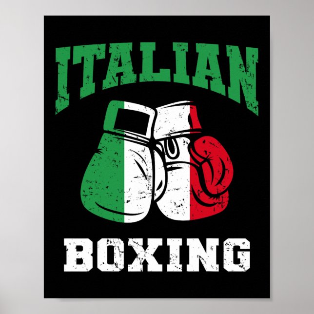Poster Italien Gants de boxe Italie Drapeau Équipe de box (Devant)