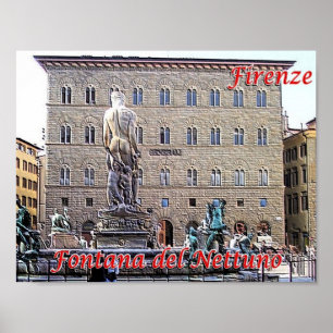 Poster Italy - Tuscany - Florence - Fountain of Neptun -