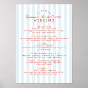 Poster Itinéraire du week-end Retro Vintage Bachelorette