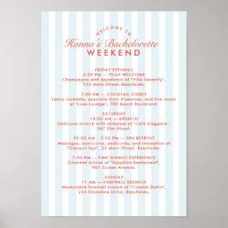 Poster Itinéraire du week-end Retro Vintage Bachelorette