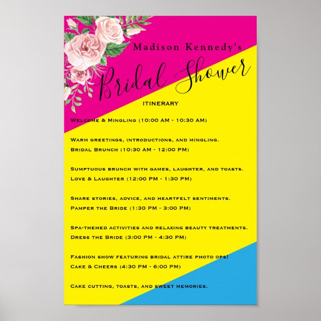 Poster Itinéraire moderne de la Fête des mariées florale  (Devant)