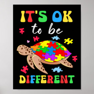 Poster Its Different Turtle Puzzle Heart Autism Awareness
