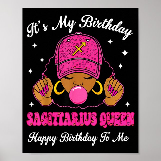 Poster It's My Birthday Sagittarius Queen Happy Birthday  (Devant)