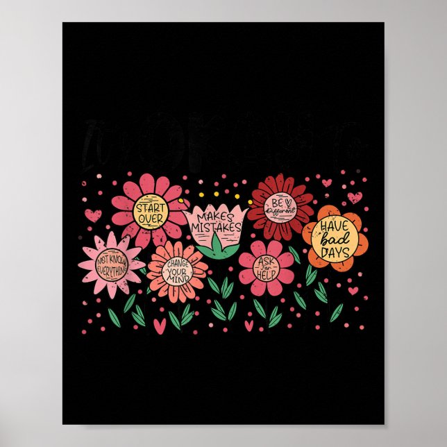Poster It's Okay To Make Mistakes Be Different Flower Ins (Devant)