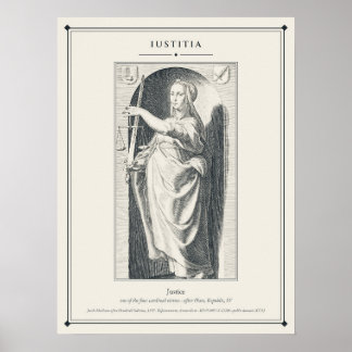 Poster Iustitia Justice Vertu Cardinale Gravure