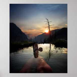 Poster Iva Bell Hot Springs Coucher de soleil Ansel Adams