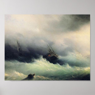 Poster Ivan Aivazovsky - Navires dans une tempête