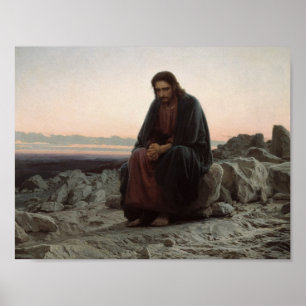 Poster Ivan Kramskoy- le Christ dans la région sauvage