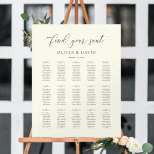 Poster Ivoire & Taupe Color Script 15 table Seating Chart