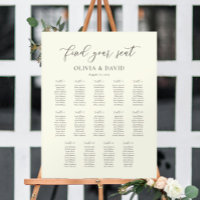 Ivoire & Taupe Script 14 table Seating Chart