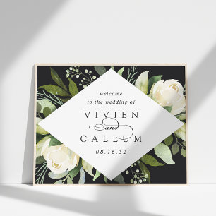 Poster Ivory Bloom   Aquarelle Floral Mariage Bienvenue