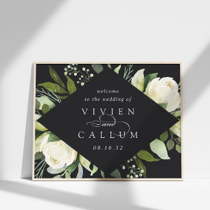 Poster Ivory Bloom   Aquarelle Floral Mariage Bienvenue