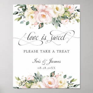 Poster Ivory Blush Floral Love est doux, prenez une gâter