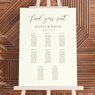 Poster Ivory & Taupe Élégant Script 8 table Seating Chart