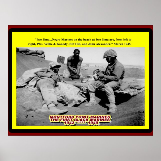 POSTER IWO JIMA NEGRO MARINES 1945 (Devant)