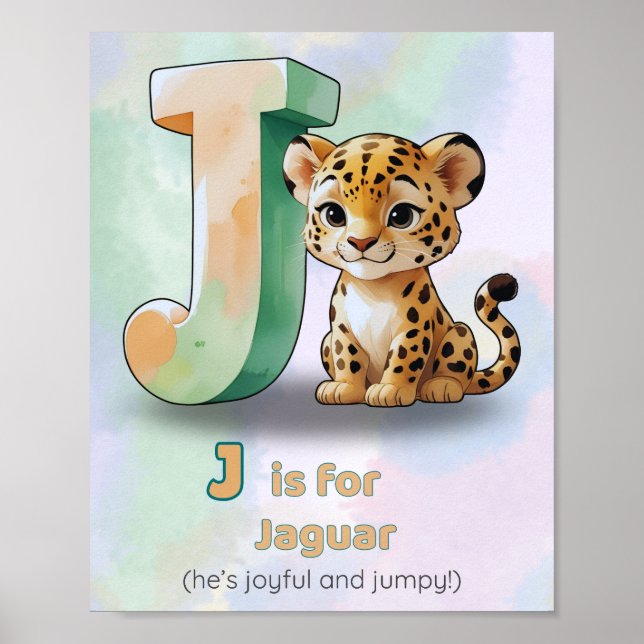 Poster J is for Jaguar – Jungle Animal Alphabet Print for (Devant)