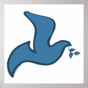 Poster J - La colombe de la Silhouette Bleue