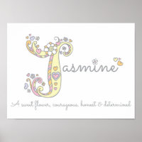 J pour Jasmine nom d'art doodé initial signifiant