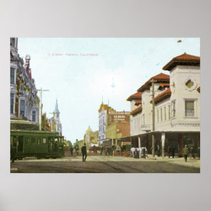 Poster J Street Fresno California Vintage