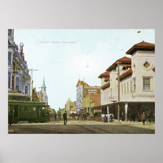 Poster J Street Fresno California Vintage (Devant)
