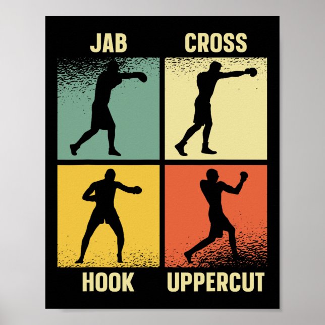 Poster Jab Cross Hook Uppercut - Boxe Moves Graphic Gri (Devant)