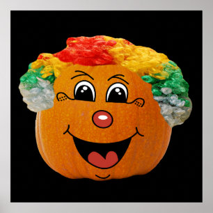 Poster Jack o' Lantern Clown Face, Citrouille d'Halloween