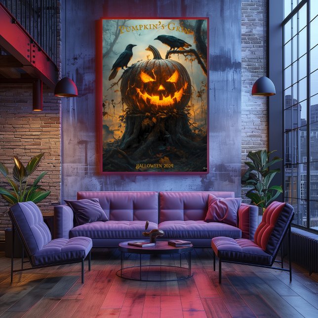 Poster Jack-O'-Lantern Halloween avec Citrouille Lumineus (Créateur téléchargé)