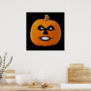 Poster Jack o' Lantern Sinister Face, Citrouille d'Hallow