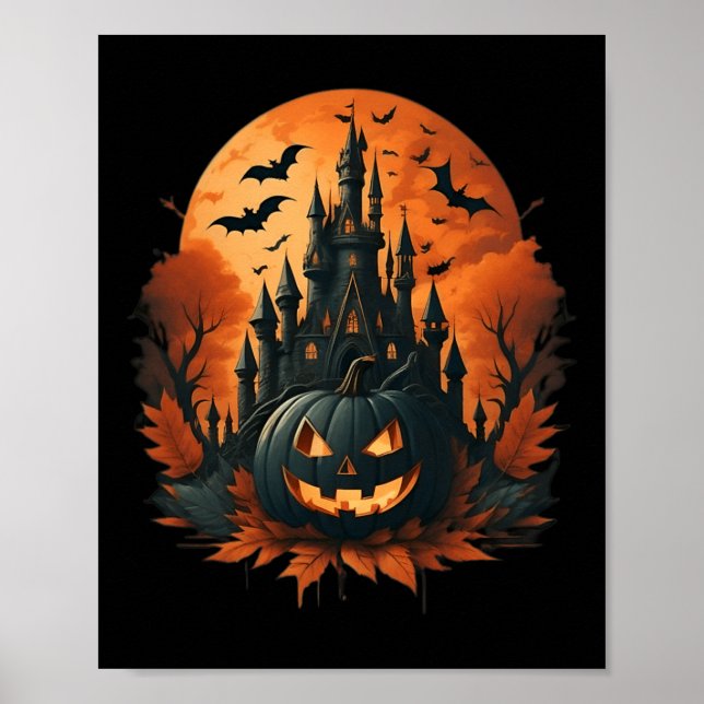 Poster Jack O'Lantern Face Halloween Citrouille Éffrayant (Devant)