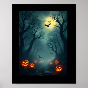 Poster Jack-O'Lanterns et Pleine lune