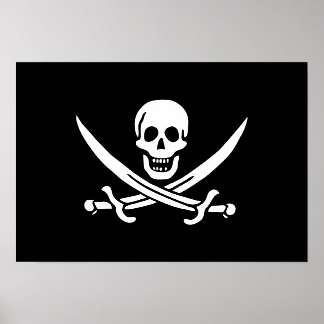 Poster Jack Rackham; drapeau Jolly roger; pirate (Devant)