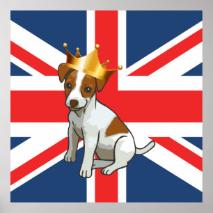Poster Jack Russell mignon portant une couronne et un Uni